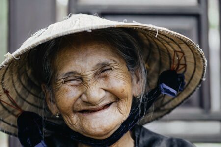 old woman, laugh, portrait