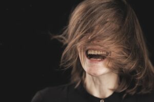 portrait, woman, hair