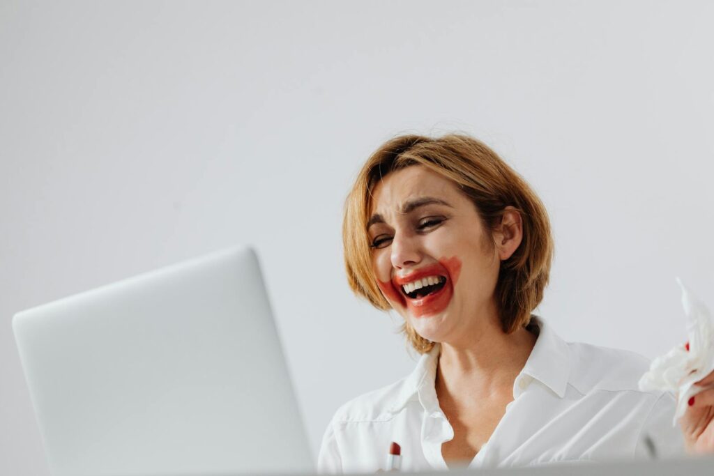 A Woman with Lipstick on her Face