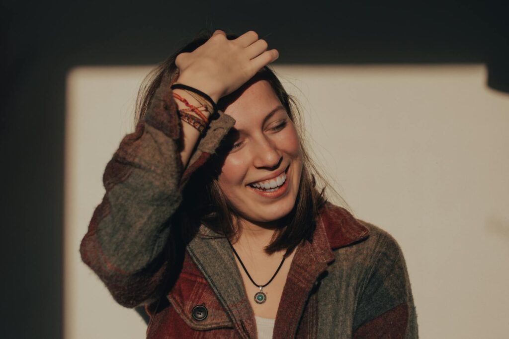 Beautiful Woman in Plaid Jacket